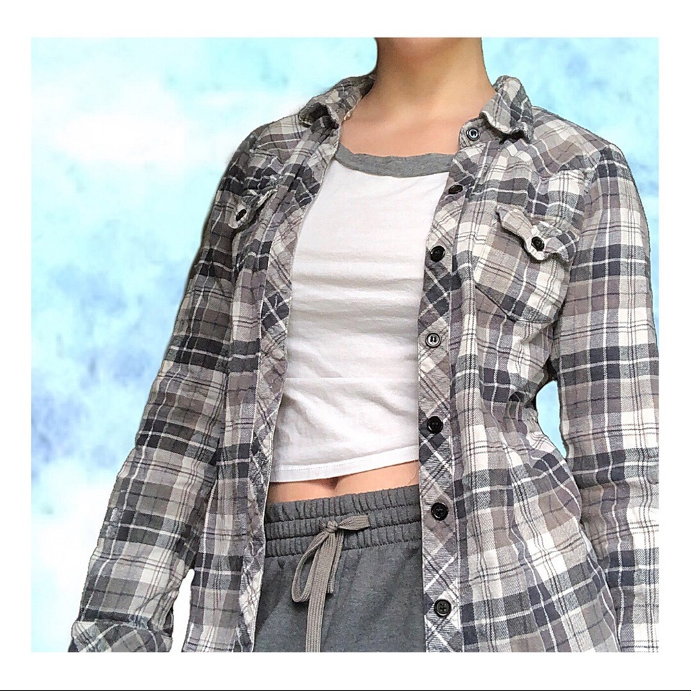 LunaChix Cool Grey Flannel with Roll Up Sleeves